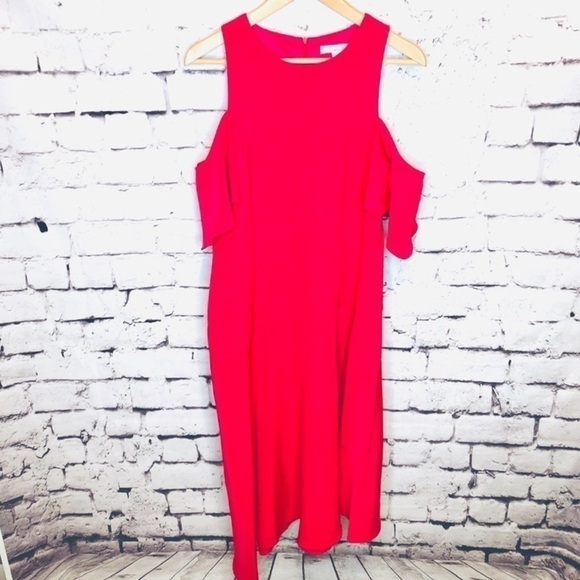 London Times Cold Shoulder Hot Pink Dress - Picture 1 of 5